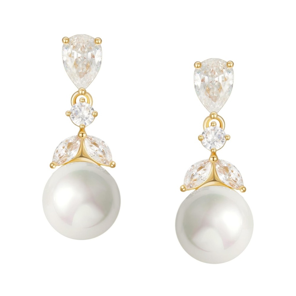 Elegant Gold and Silver Pearl Drop Earrings
